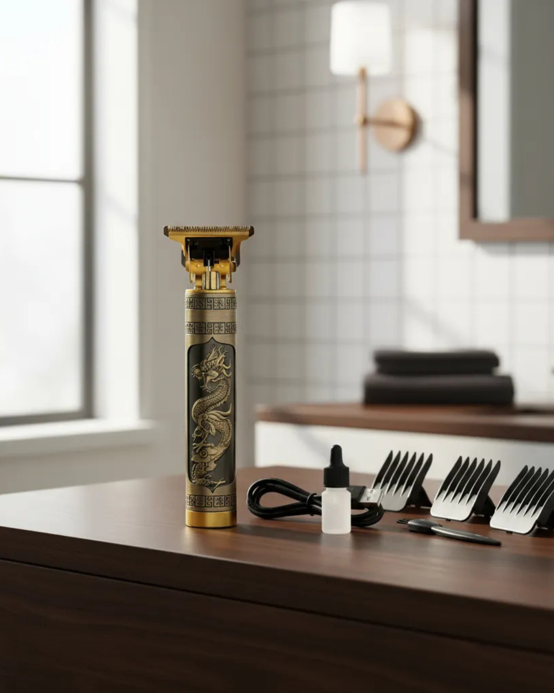 Maquina De Cortar Pelo Afeitadora Patillera Vintage Dragon Dorado