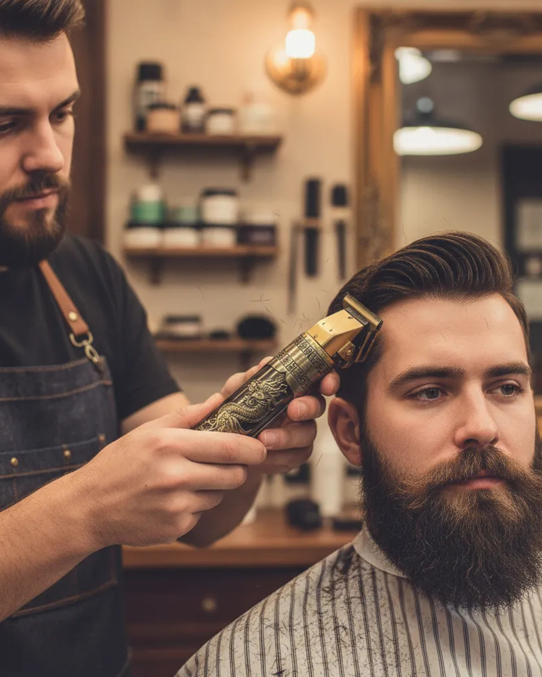 Maquina De Cortar Pelo Afeitadora Patillera Vintage Dragon Dorado